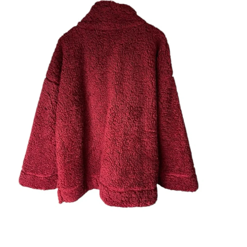 NWT Anthropologie Annette Sherpa Pullover Sweater 1/4 zip Cozy w/pockets XL